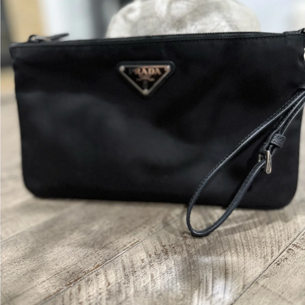 Prada Black Saffiano and Nylon Pouch - 100% AUTHENTIC